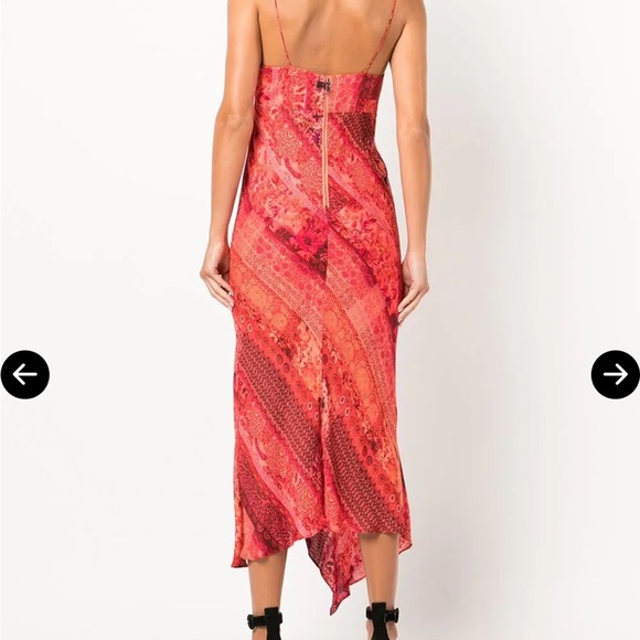 Sexy date hot Asymmetrical Midi Dress Summer Bright Coral red orange pink spring - Picture 8 of 9